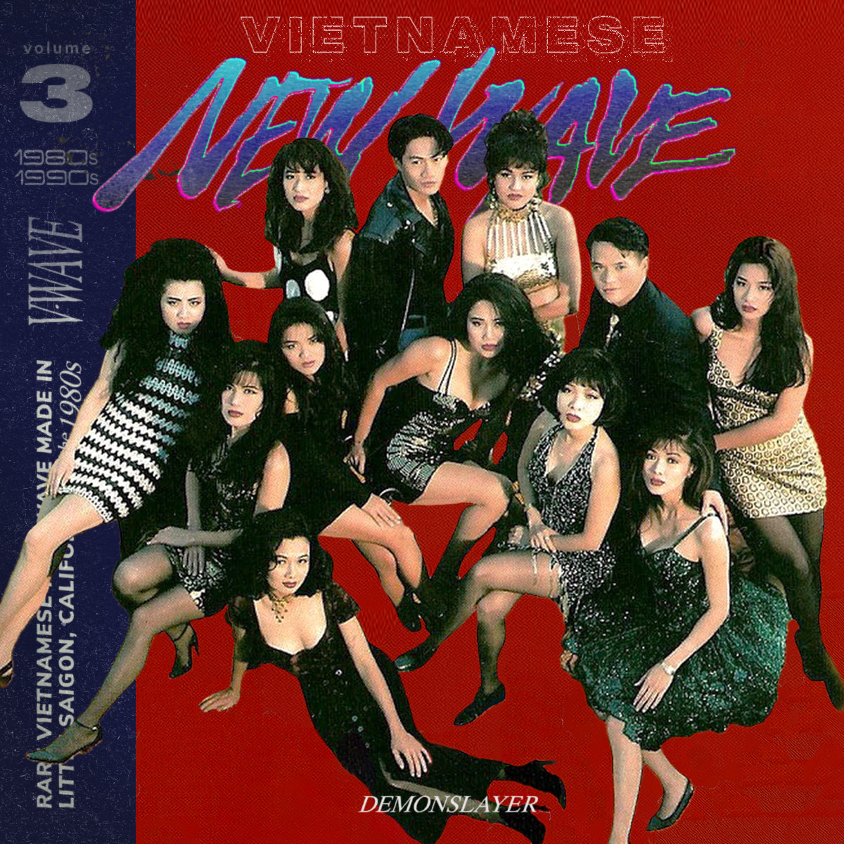 Album cover for 'Vietnamese New Wave' featuring a group of people against a red and blue background.